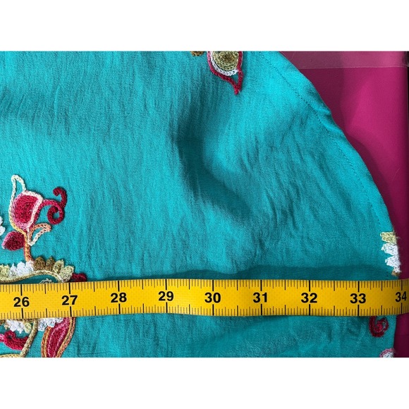 Anthropologie Figueroa & Flower Turquoise Embroidered Dragon Tunic Top Sz 1X - Picture 7 of 10